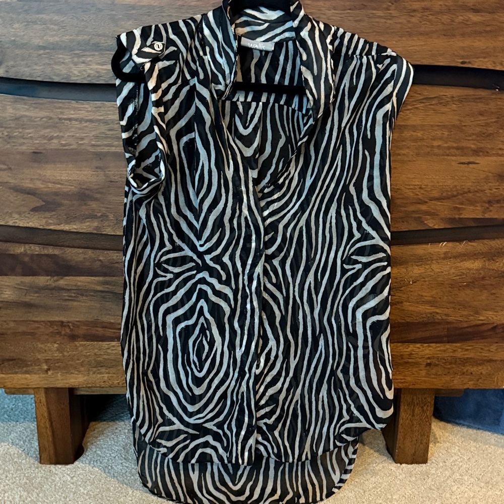 Wallis Monochrome Zebra Pattern Top